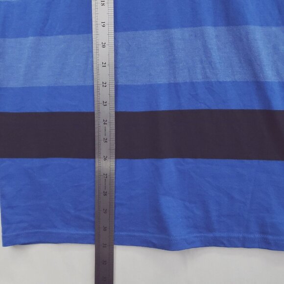 Volcom T-Shirt Mens XL Blue Black Striped Cotton V-Neck Pullover Classic Tee - Picture 9 of 9